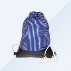 Turnbeutel - breit blau - schwarz